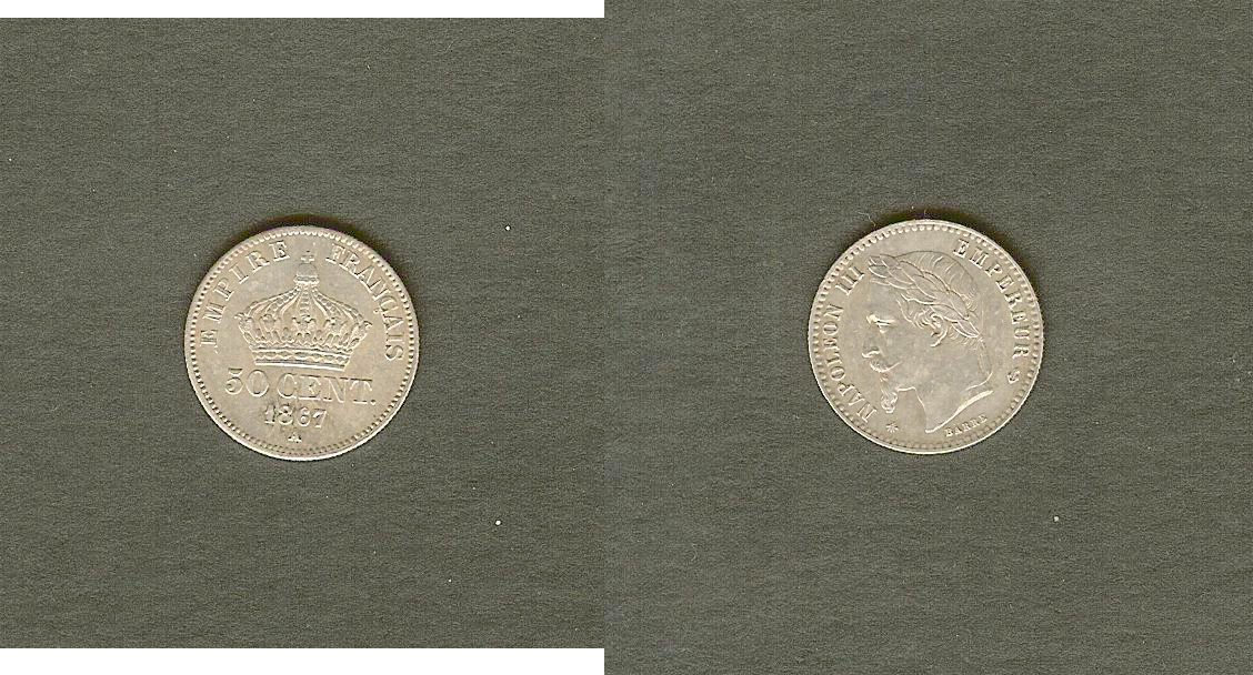 50 centimes Napoléon III, tête laurée 1867 Paris F.188/13 SUP